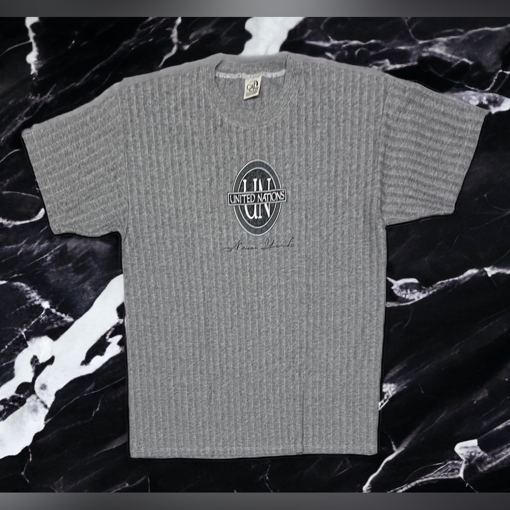 Vintage United Nations New York Gray Single Stitch T Shirt Sz XXL Made In USA